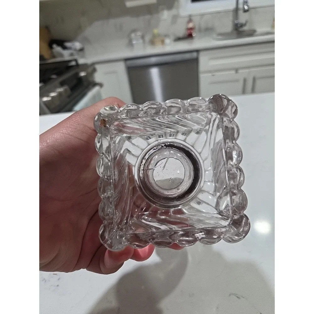 Antique Large Inkwell with Ribbed Swirling Glass- Baccarat Style Inkwell